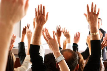 Hands up, asking questions